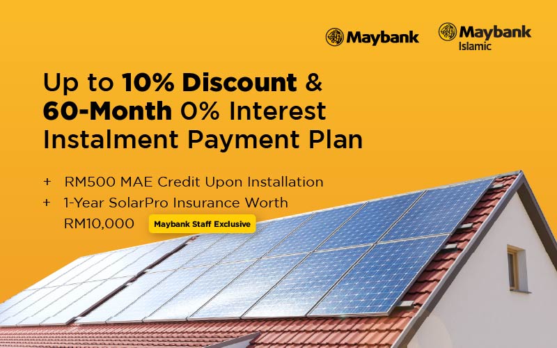 Enjoy up to 10% off when you switch to solar with Maybank!